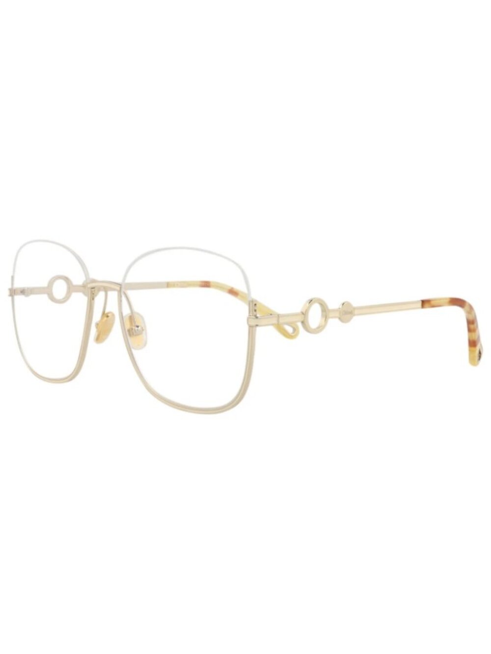 New Chloé Women's Eyeglasses Square Rectangle Metal Frame Gold Gold Transparent